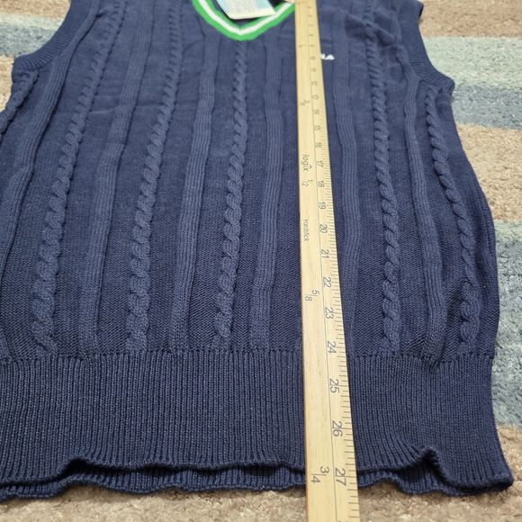 FILA Sweater Vest Mens 44 Navy Cable Knit V Neck Made In Italy NWT Vintage - Picture 9 of 11